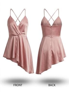 💗 Express Satin Asymmetrical Romper Blush Pink Party Dressy L 12-13 💗